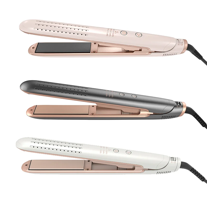 New 2 In 1 Round Edge Airflow Hair Styler Ceramic Cool Air Hair Straightener Curling Irons with led display
