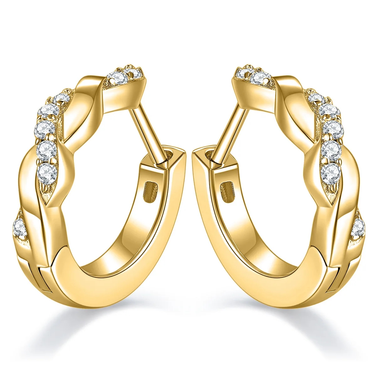Fashion jewelry cross-twist Wall earrings 925 Sterling Silver 18k Gold plated Pass Diamond Test Moissanite Hoop Earrings