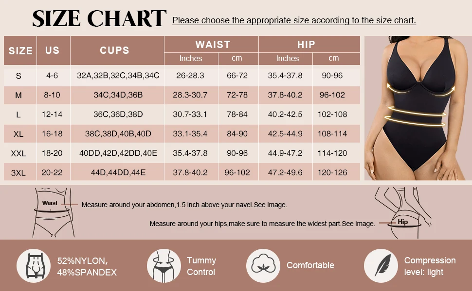 Online Fashion Plunge V-Neck One-Piece Bodyshapers For Women Tummy Control Black Bodyshapers For Women Shapewear