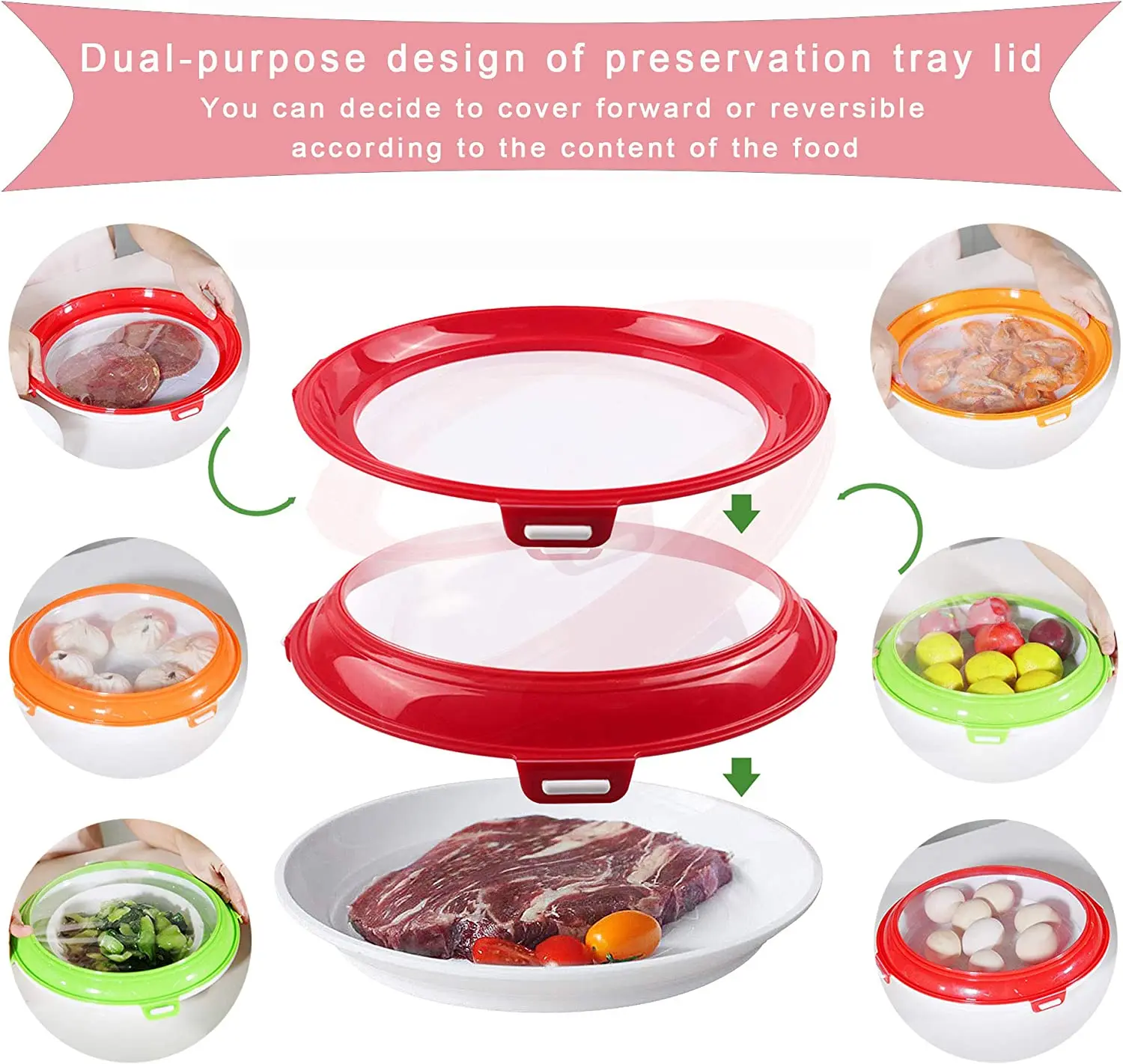 Transparent Vacuum Seal Food Preservation Trays, Airtight Vegetable Food Storage Tray, Creative Food Preservation Tray With Lid