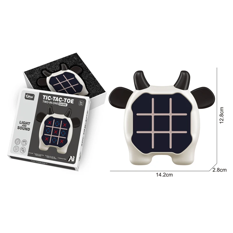 Handheld Electric Puzzle Game Console - tic-tac-toe game With Light & Sound cow shape ,Juegos para Ninos - Ideal Birthday Gift