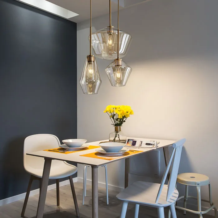 Nordic Modern Glass Pendant lights Fixtures Loft LED Hanging Pendant Lamp for Kitchen Restaurant Living Room Bedroom E27