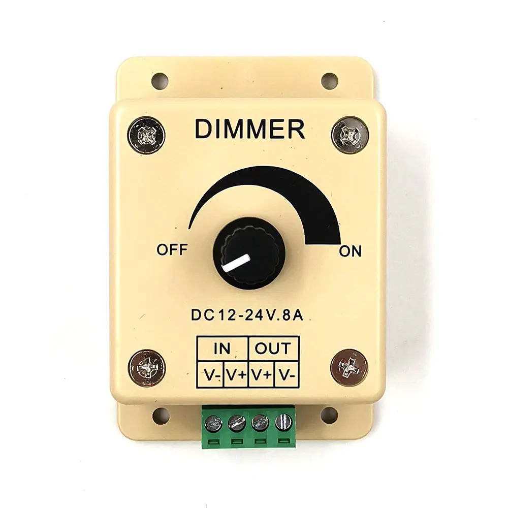 12-24V 8A 100W Dimmer for 12V 24V LED Lights Manual Switch Stepless Dimmer Single Color LED Lighting Dimming