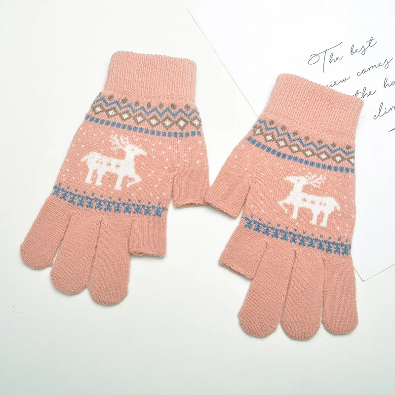 Personalized Two Fingers Exposed Touch Screen Knitted Warmth Glove