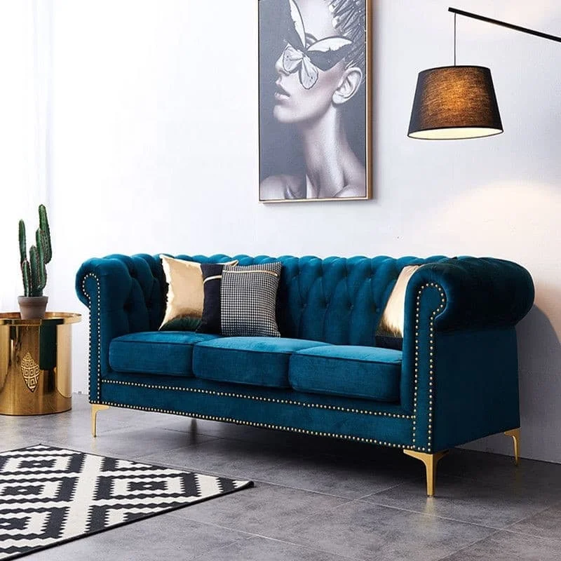 Тканевый диван для трех человек диваны гостиной бархатный Chesterfield