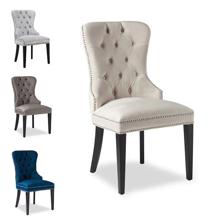 
Modern elegant nordic vintage side chair velvet fabric turfed back dining chair 