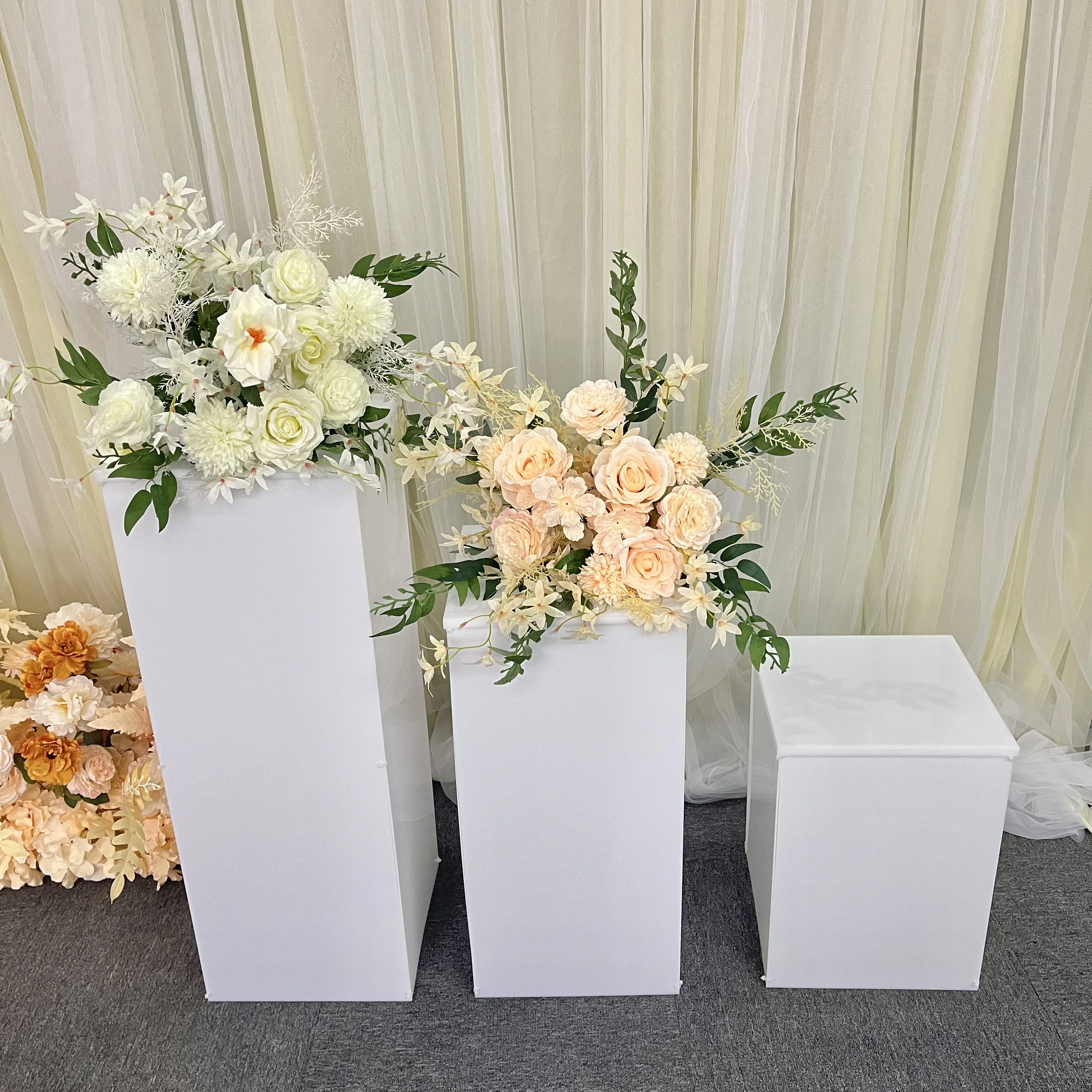 Factory wholesale Acrylic Cylinder Pedestals Stand White Acrylic Party Square Plinths for Party Stage Display