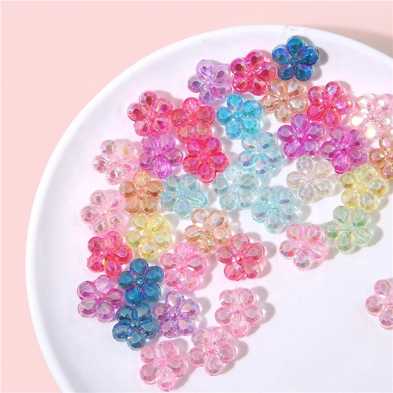 Sparkling large particle flower acrylic loose beads DIY necklace beading material homemade earring jewelry accessories
