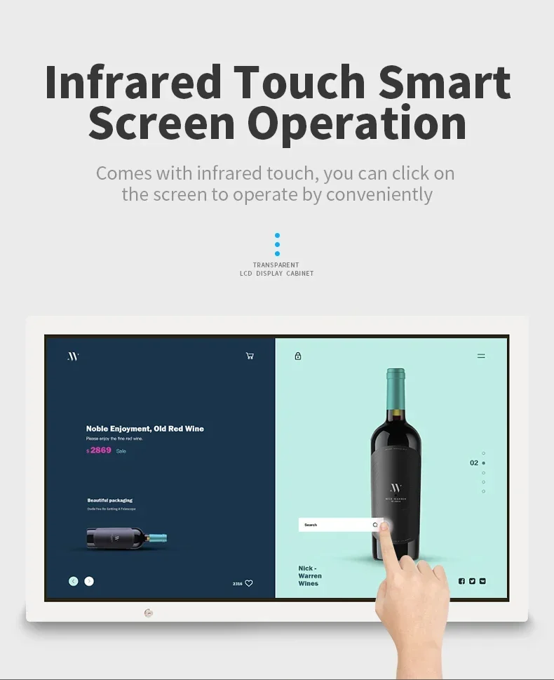 75 Inch Transparent LCD Digital Signage Display Box Interactive Touch Screen for Advertising 3D Holographic Display Cabinet