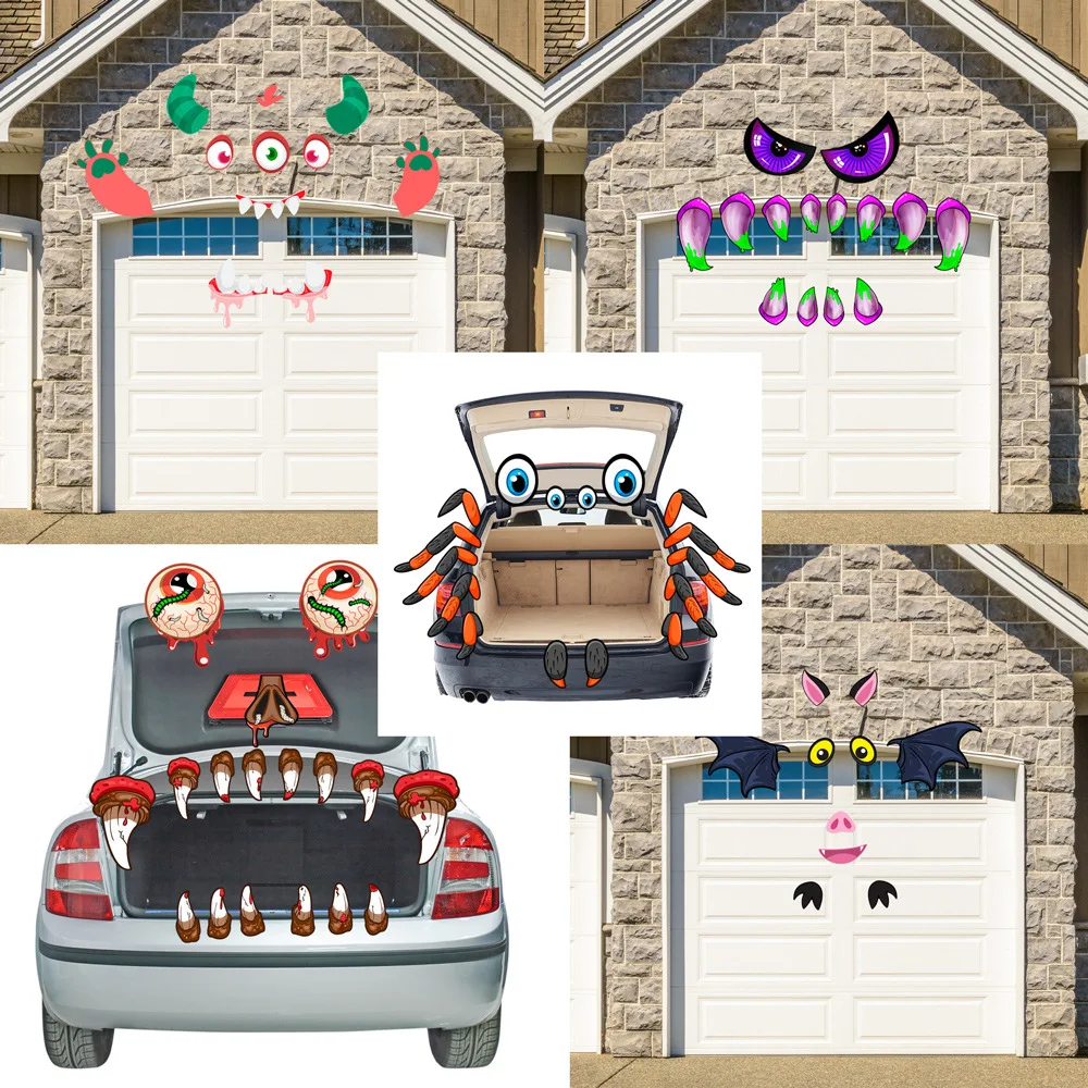New Halloween Terrifying Eyes Teeth Atmosphere Garage Stickers Car Trunk Car Sticker painting