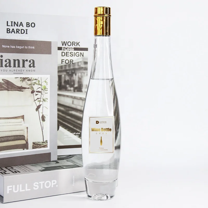 Factory supply fancy liquor glass wine bottle with cork stopper 250ml 350ml 500ml wine bottle