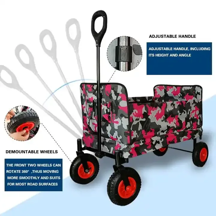 Folding Beach Trolley Foldable Pneumatic Wheels Camping Cart 80 Kg Beach Trolley