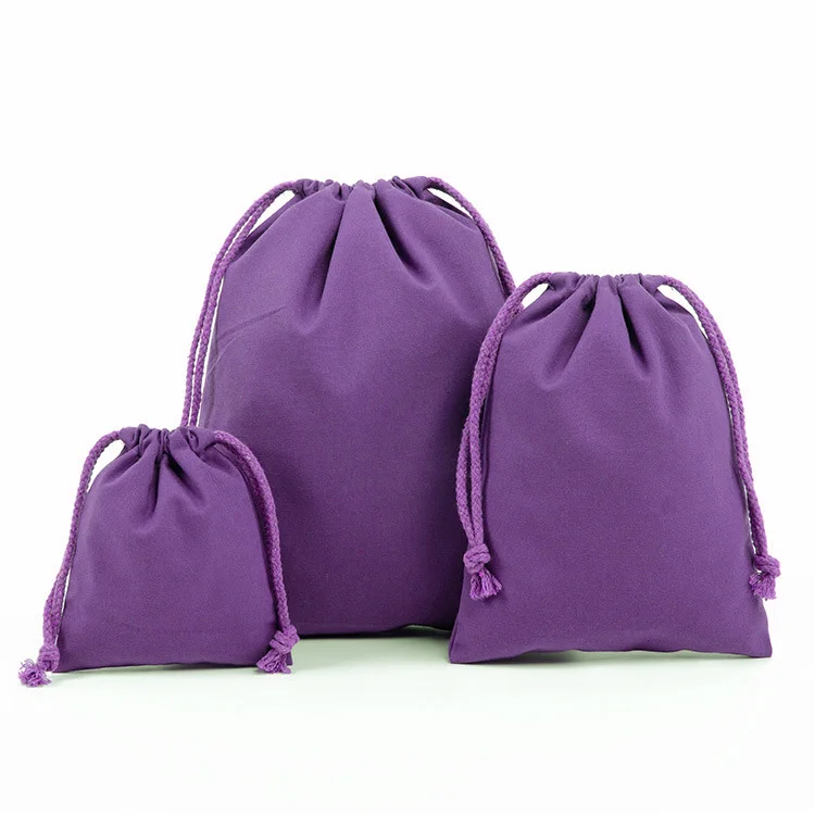 Wholesale Cheap Logo Design Promotional Price Recyclable cheap calico Canvas drawstring pouch bag