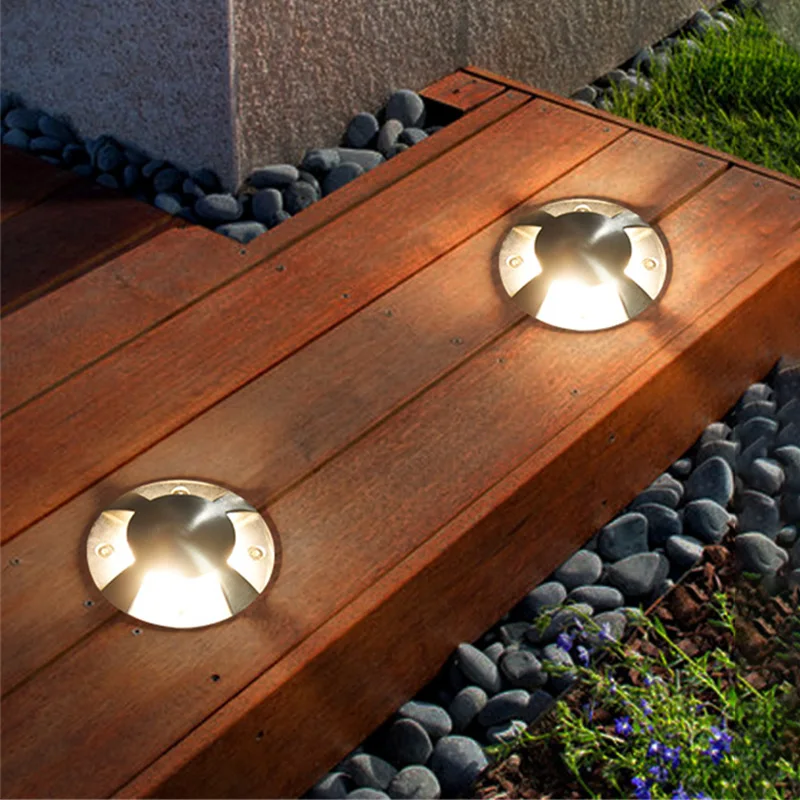 Outdoor Waterproof Aisle Floor Spotlight Step Garden Lawn Outdoor Underground Lamp Rgb Footpath Light Four Sided Luminous Lamp