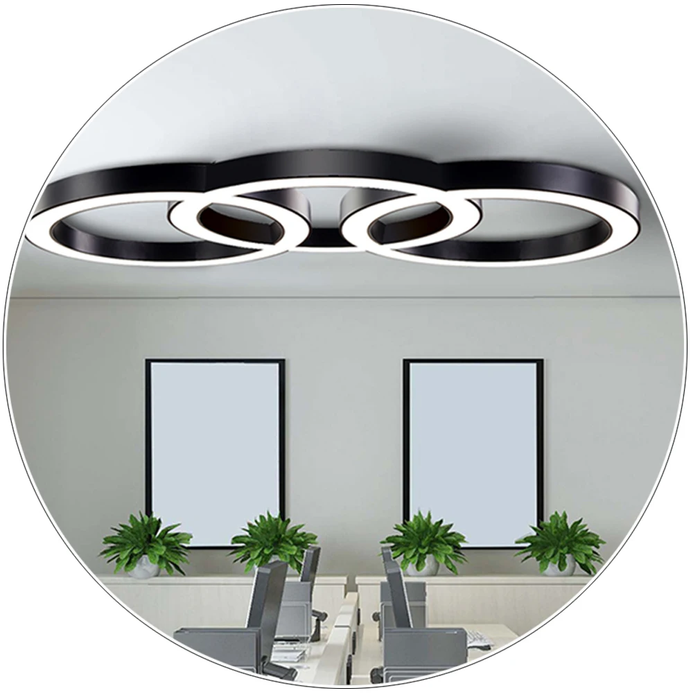 Modern Indoor Circle LED Hanging Light High Luminous Flux  Ring Linear Chandelier Pendant Light for office Hotel