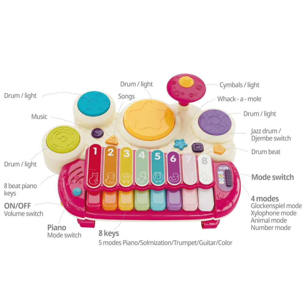 Musical Toys Plastic Piano Drum Set & Xylophones Kids Learning & Play Musical Instruments Baby Toy for Sale