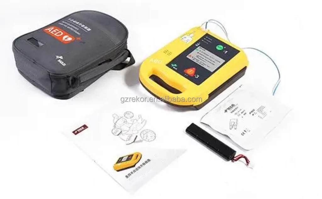 Portable aed Automatic External defibrillator monitor simulator machine trainer kit with pad and battery for first aid