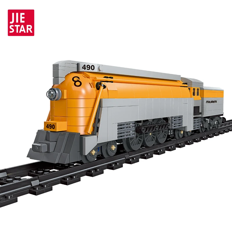 JIESTAR 808 Pcs Simulation Co 490 Steam Locomotive Steam Train Model Building Block Set Children Collectible Diy Train Set Toy