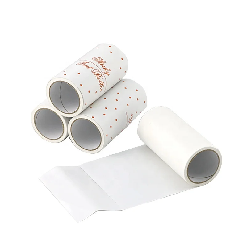 Free sample household cleaning easy tear custom spiral cutting 90 sheets sticky paper lint roller without handle