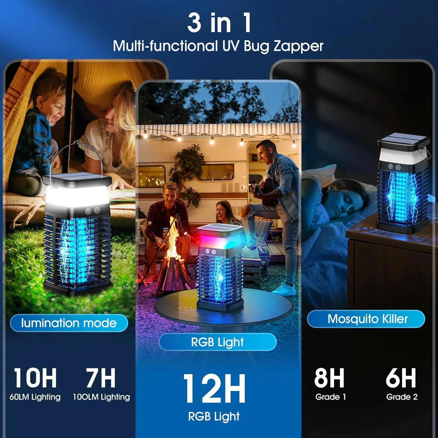 Bug Zapper Outdoor Catcher Fly Traps Zapper Mosquito Killing Lamp Flying insects Flies Moths UV light generates