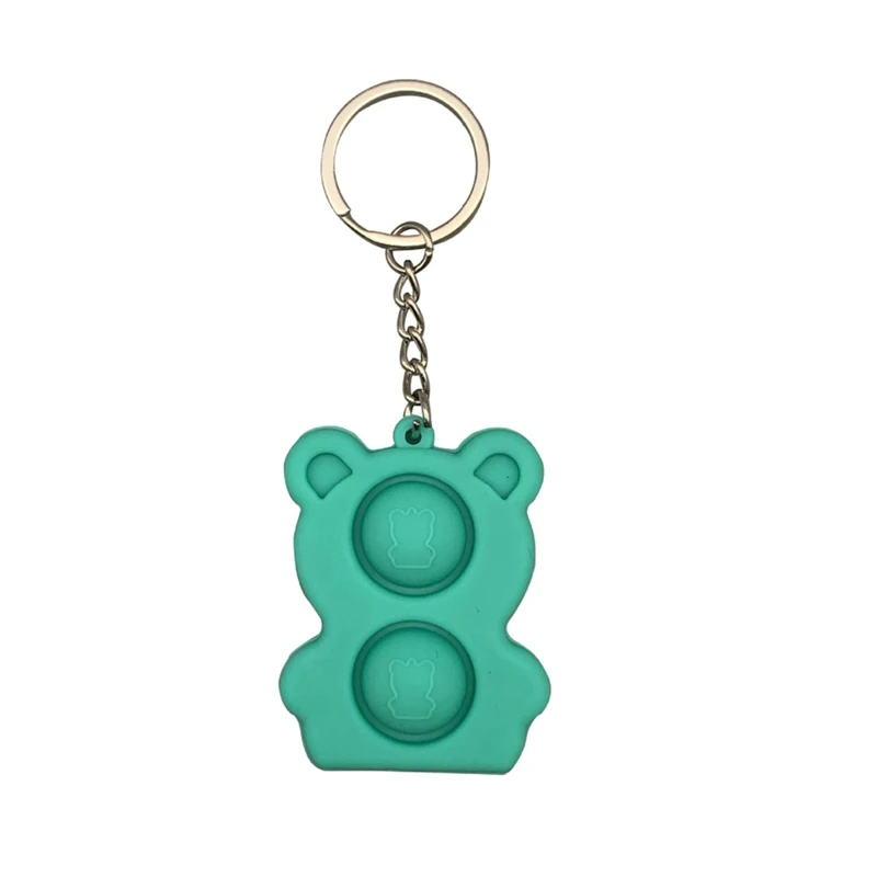 Bear Mini Push Bubble Sensory Toy Keychain Autism Squishy Stress Reliever Toys for Adult Kids Relief Funny Fidget Toys