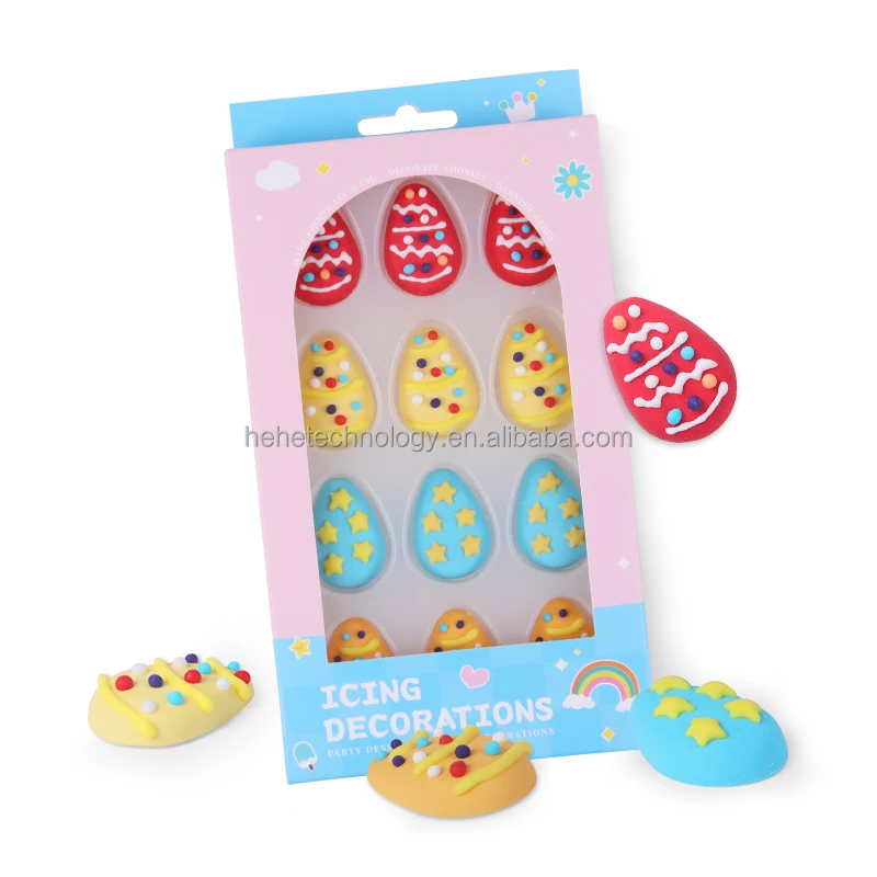 Edibles 3D Polka dots Easter Eggs Cake Decorating Supplies Royal Icing Decorations Biscuit Cake Decoration for Cakes