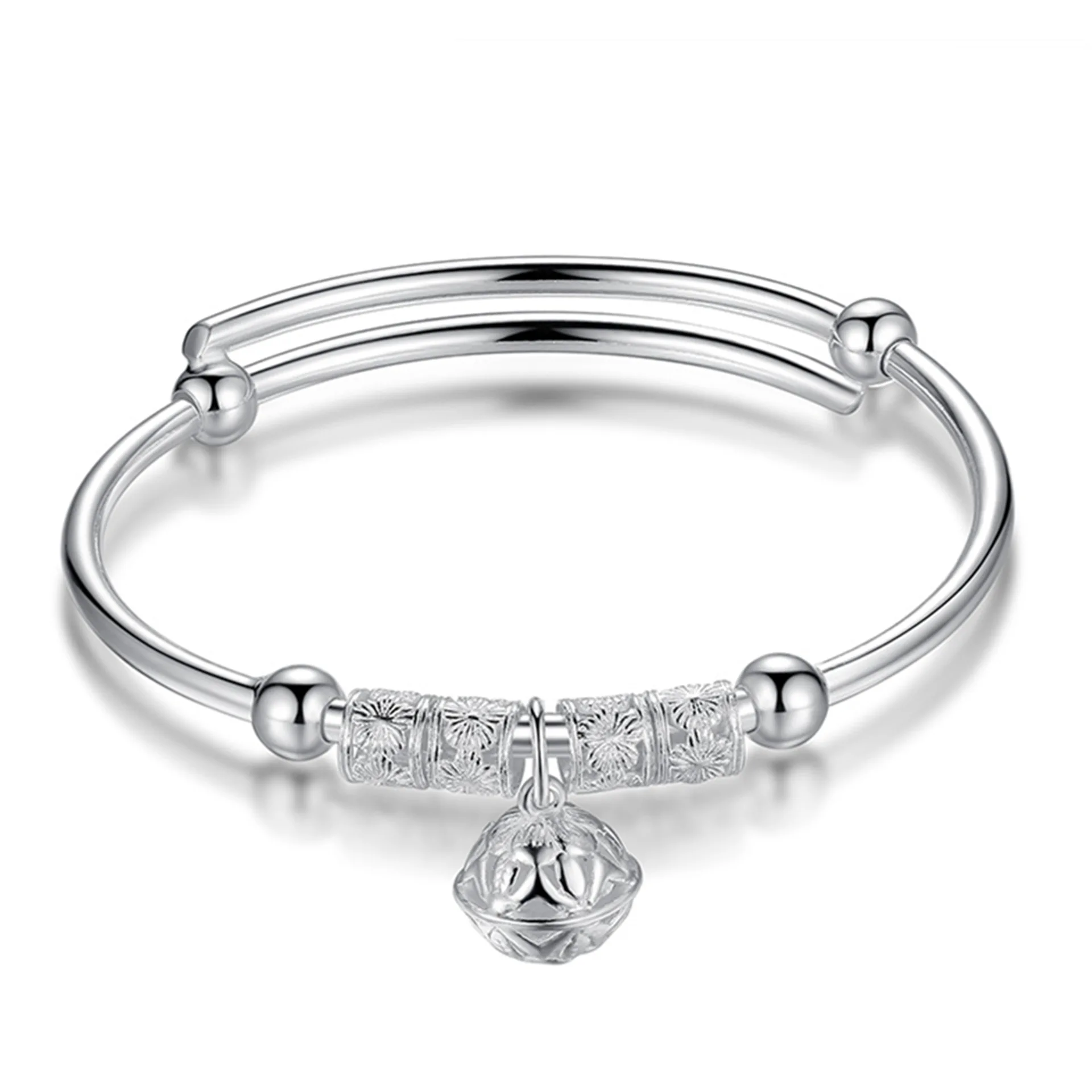 Jachon Vintage 925 silver hollowed out flower lovely palace bell bracelet call message reminder pedometer smart bracelet