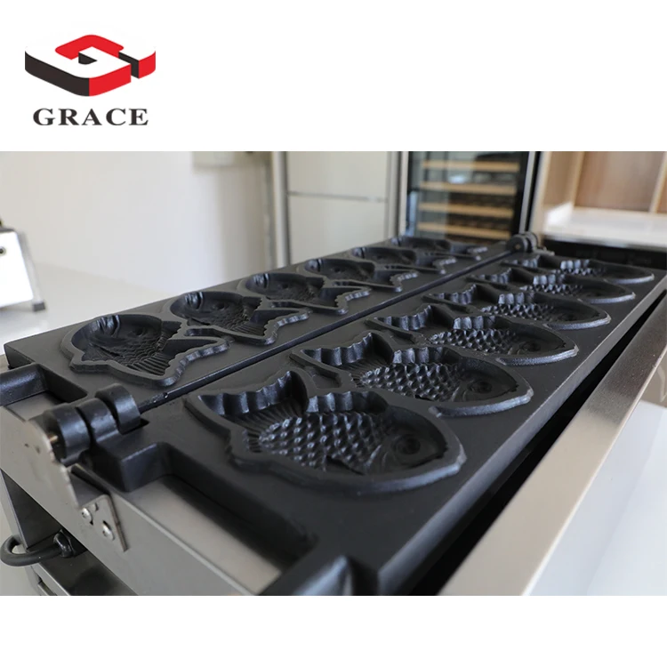 Gas Electric Taiyaki Machine Ice Cream Fish Shape Waffle Taiyaki Machine Automatic Open Mouth Taiyaki Makers