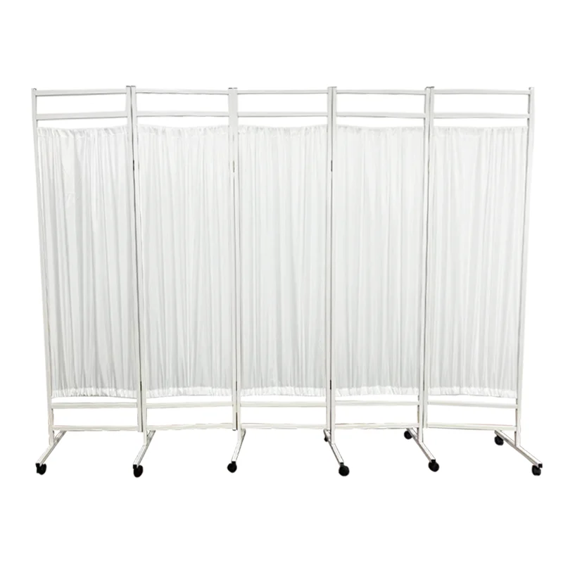Medical Hospital Steel Foldable Patient Ward Screen with Wheels for Hospital Room