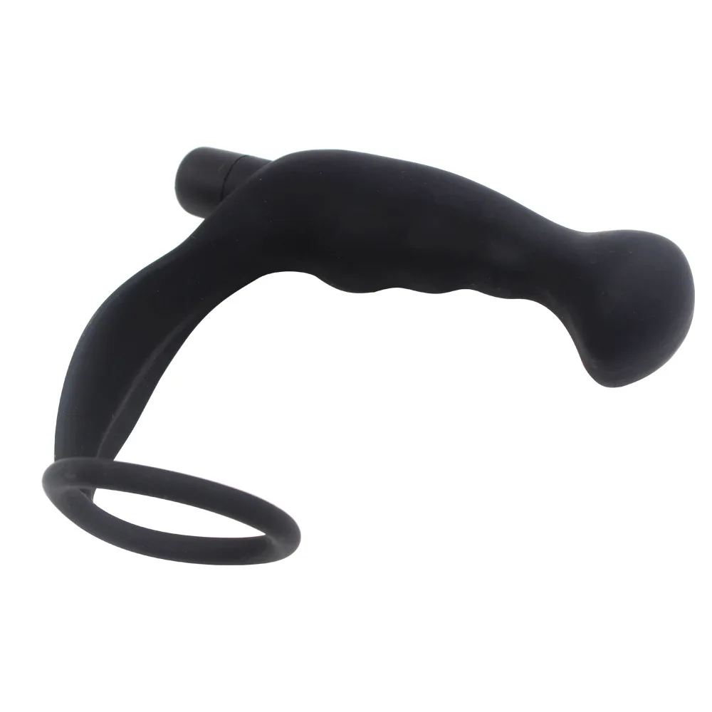 Silicone Anal Butt Plug Vibrator Prostate Massager with Penis Ring Adult Sex Toy for man Gay Masturbator with bullet vibrator