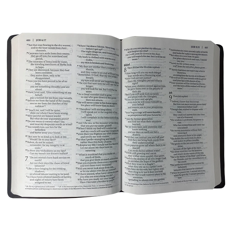 Customized Color Hot Sale Hardcover Paper Bible Book Printing Christian Bible