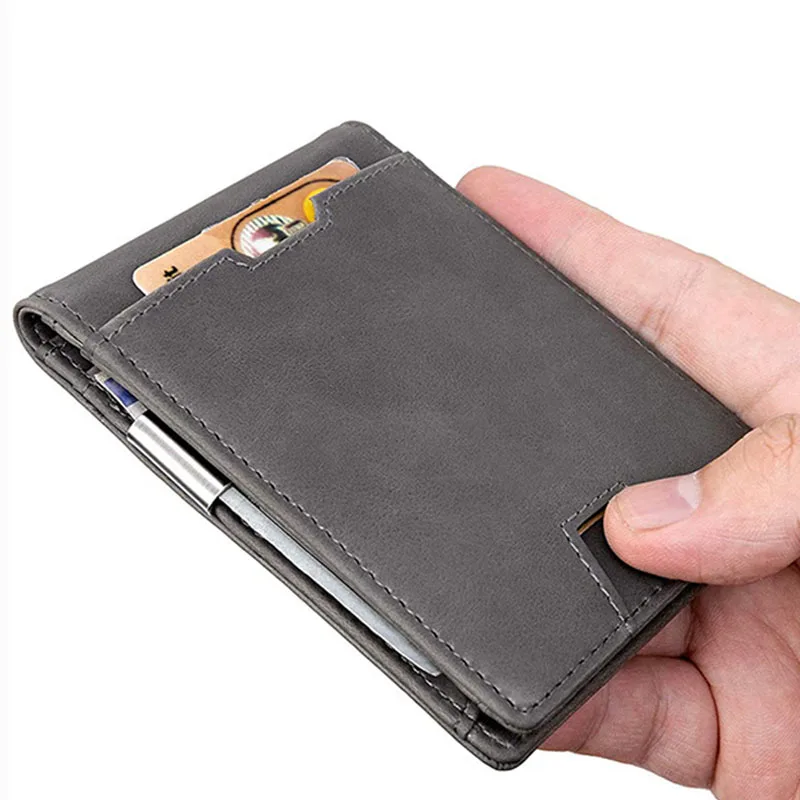 Лидер продаж зажим для денег RFID блокирующий передний карман кожаный минималистский Тонкий кошелек мужчин