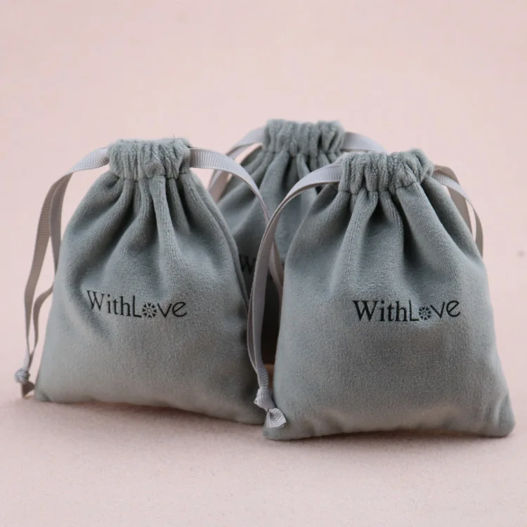 Low Price Custom Colored Velvet Gift Sack Drawstring Jewelry Pouch Packaging Velvet Bag With Logo Printing