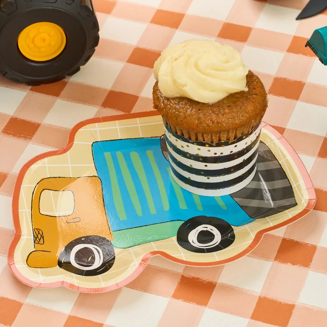 CIVI custom paper party plates disposable tableware set car theme supplies paper plate napkins cups set for kids party