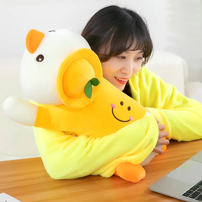 Multifunctional Stuffed Plush Toy Cute Lion Duck Deer Sleeping Pillow Toy Animal With Blanket Soft Toy For Kids