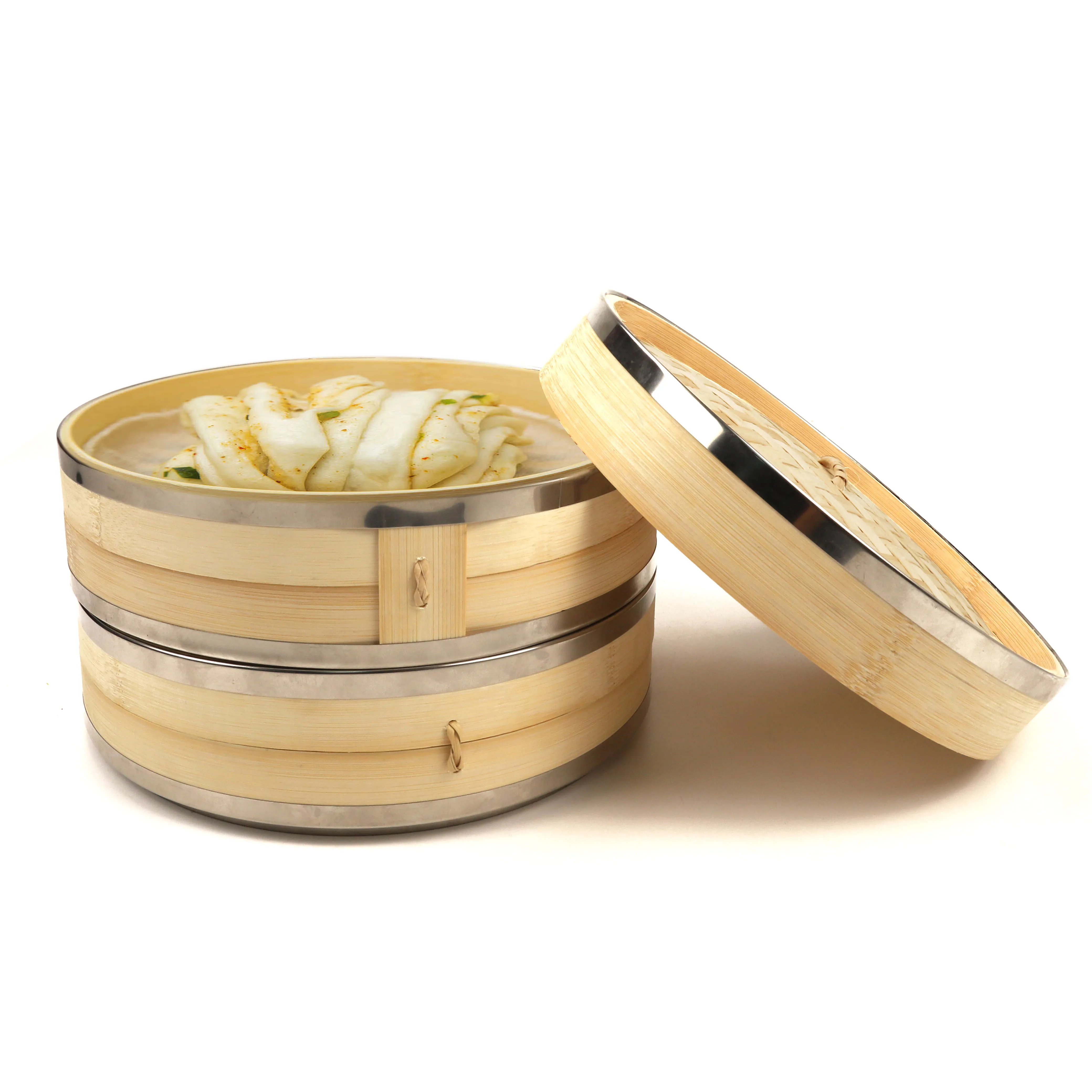 
Natural Kitchen 2 Tier Bamboo Round Steamer Wooden Dumpling Steamer with Lid Fish Cooking Vegetables Snack Basket Tools  (1600105508351)