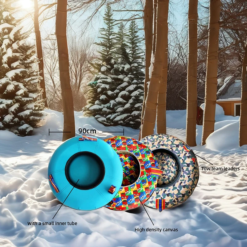 Ski Resort ski slope custom color 90cm Winter Playground Equipment with handle kid snow tube heavy duty