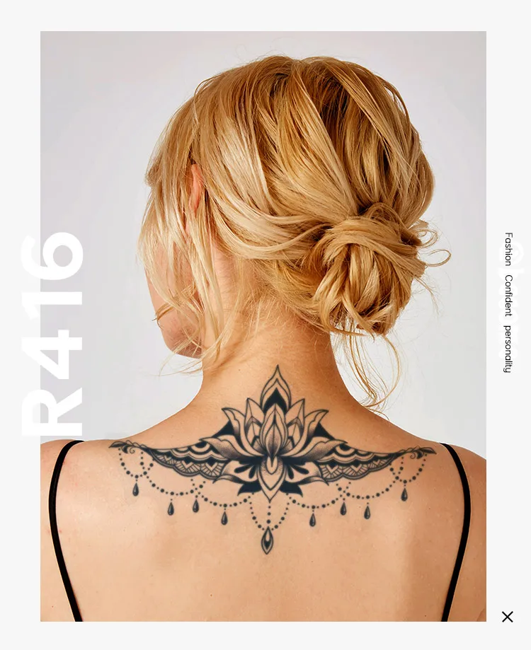 Большая Цветочная наклейка с изображением лотоса в стиле Хны