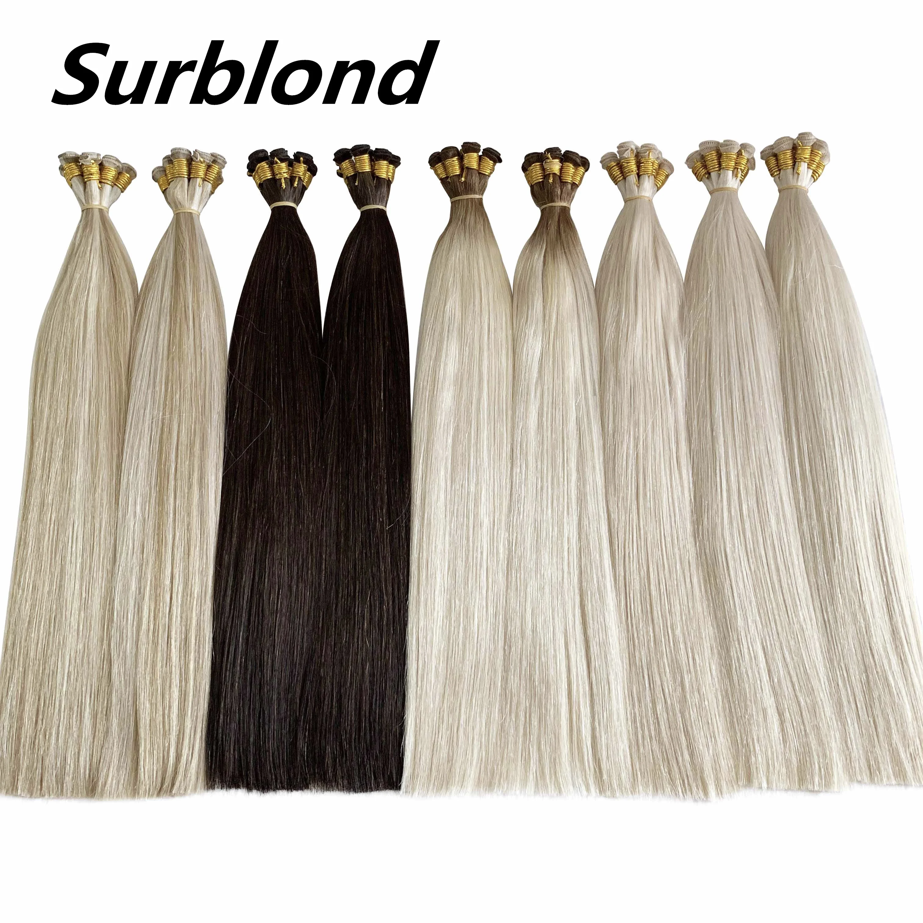 100% Russian Human Virgin Remy Hair Extensions Thick End invisible Hand Tied Weft Double Drawn