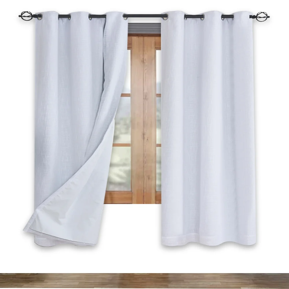 custom Luxury European style hotel curtains   Double Layer linen 100% blackout curtains