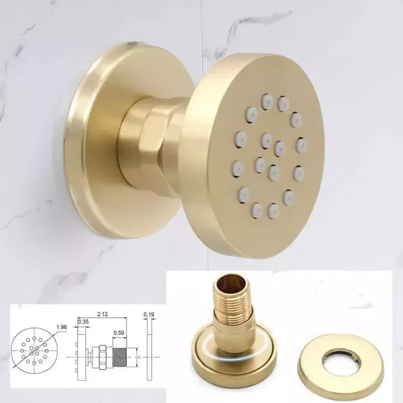 Led Brushed Gold 3 Functions 12 Inch Round Rainfall Rain Ceiling Shower Bathroom Thermostatic Concealed Shower Set