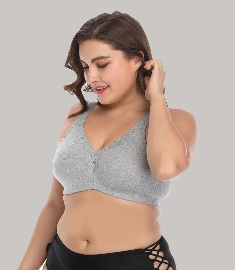 
2020 New Seamless Fat Women Big cup Wireless lace bra 