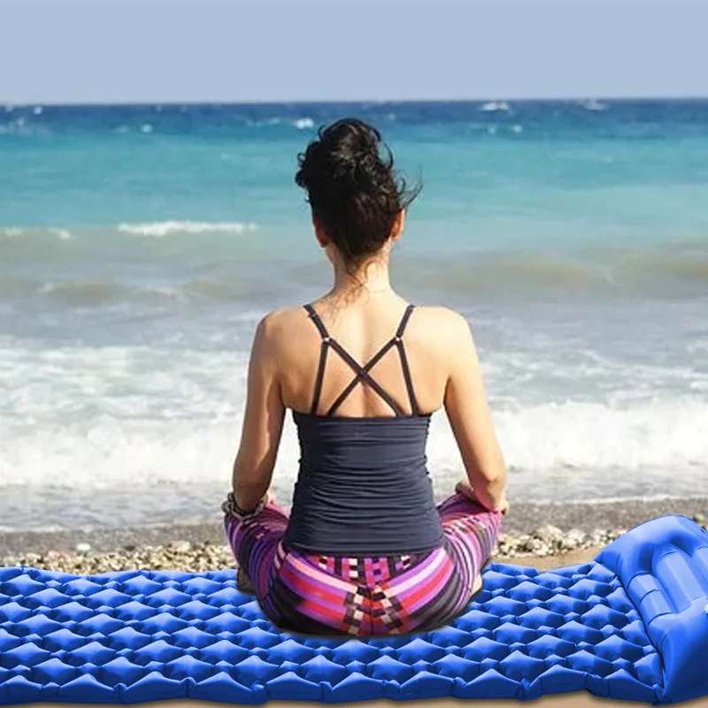 
Wholesale Hot-Selling Ultralight Elastic Fabric Coated Sleeping Portable Beach Inflatable Camping Cooling Mattress Pad Mat/ 