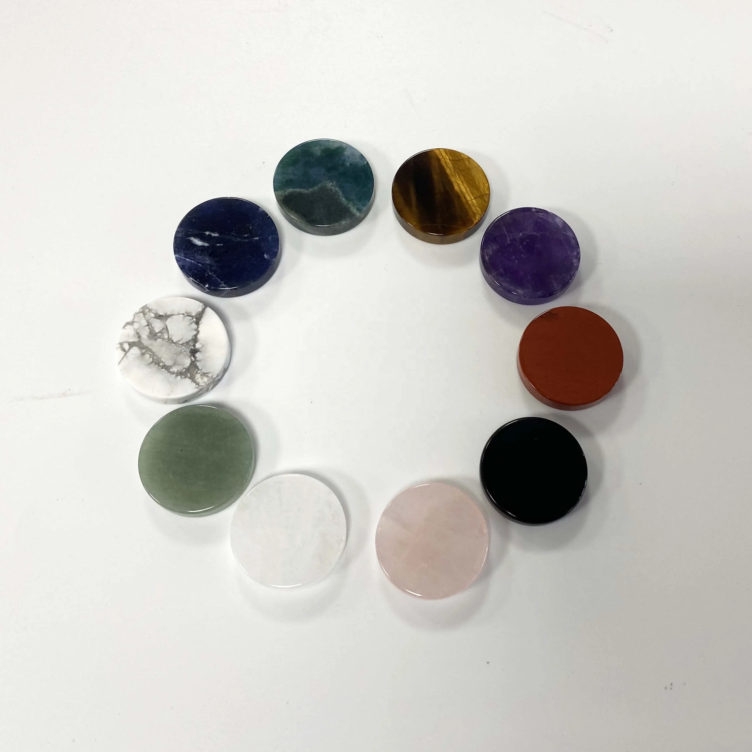 Wholesale healing natural crystal crafts thin slice Ring noodles amethyst rose quartz agate  logo customized