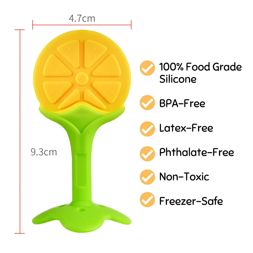 BPA free baby teether silicone rubber fruit teether toys funny baby teething toys
