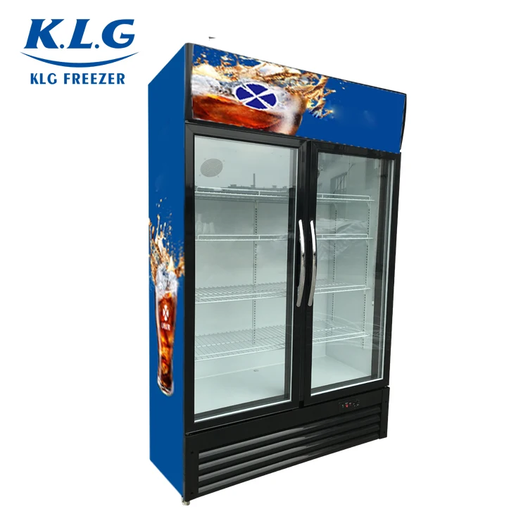 Supermarket Display Refrigerator And Freezer Vertical Glass Door Fridge Refrigerator with auto air cooling fan