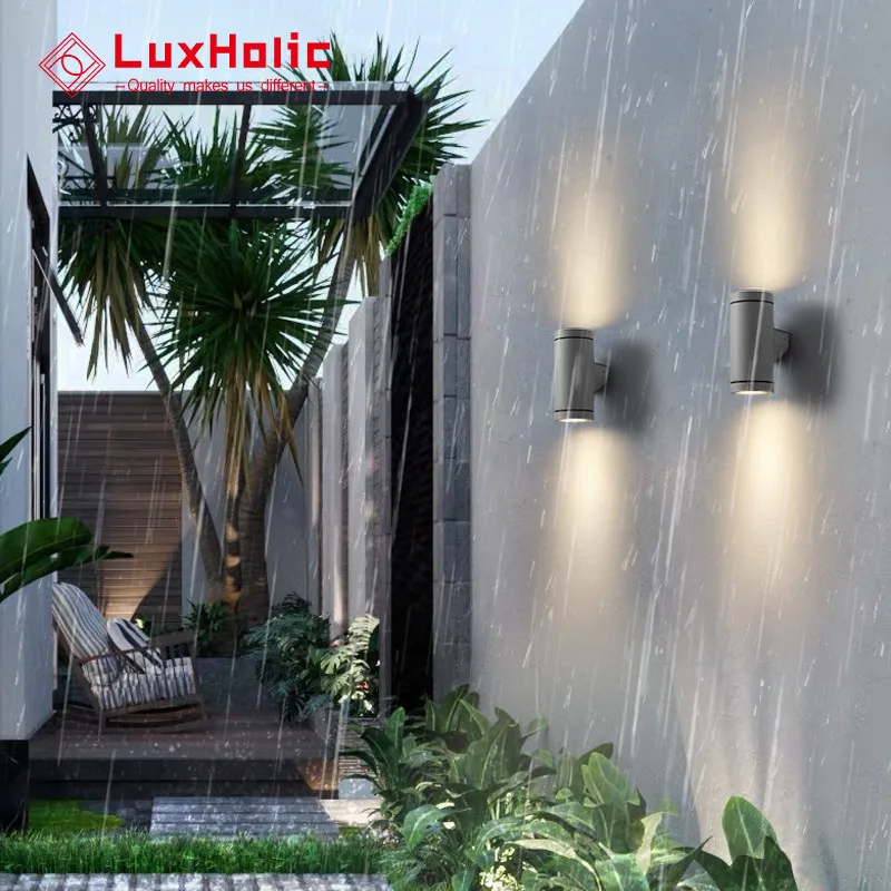 LuxHolic наружный IP55 алюминиевый 2xGU10 Макс 50 Вт настенный светильник для виллы вверх и вниз сад Водонепроницаемый декоративный