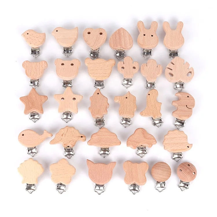 New Products Baby Toys Wooden Accessories Baby Pacifier Clip Star Shape Clips for Pacifiers