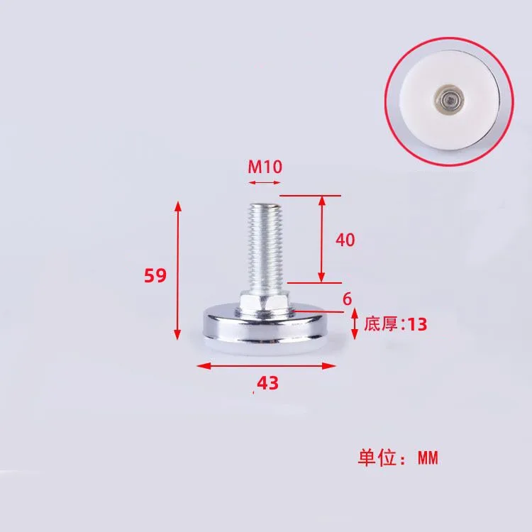 Adjustable Table Leg Screw Leg Leveler 3/4 with M6 Thread Anti Slip Head Non Slip Mat Round Shape M10 Size Contemporary