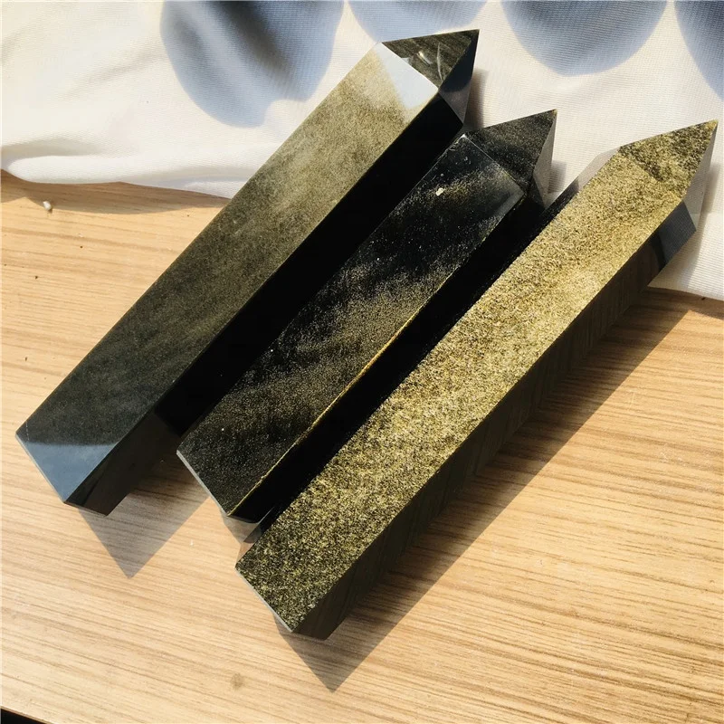 Wholesale Natural Healing Polished Crystal Gold Obsidian Point Points for Home Decor